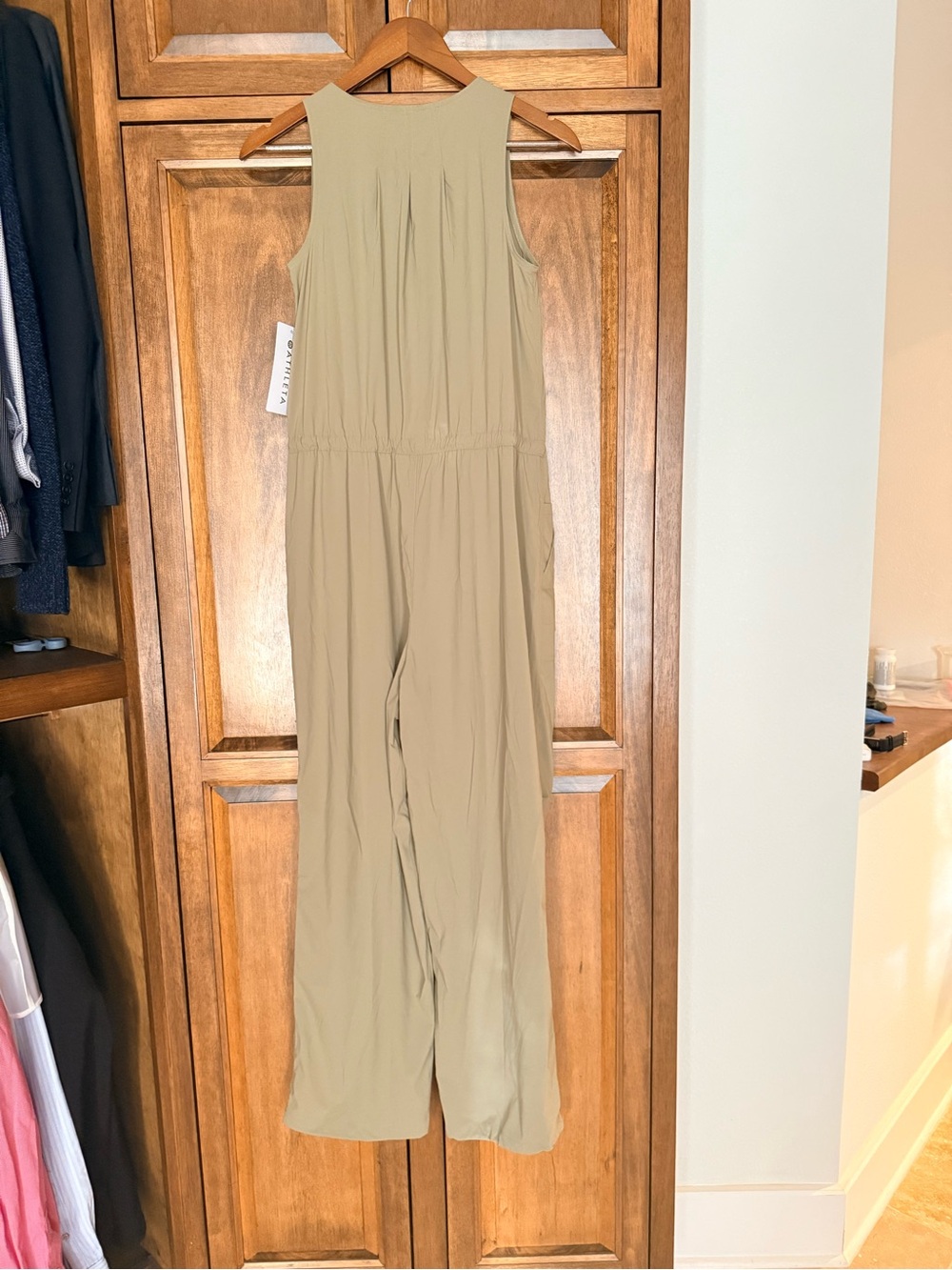 Athleta Sleeveless Wide-Leg Jumpsuit in Olive
